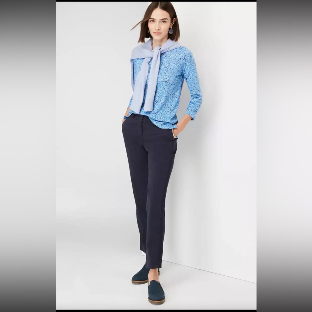 J. Jill Perfect Pima Cotton Paisley Boho Boat Neck LongSleeve Tee Sz XL Comfy